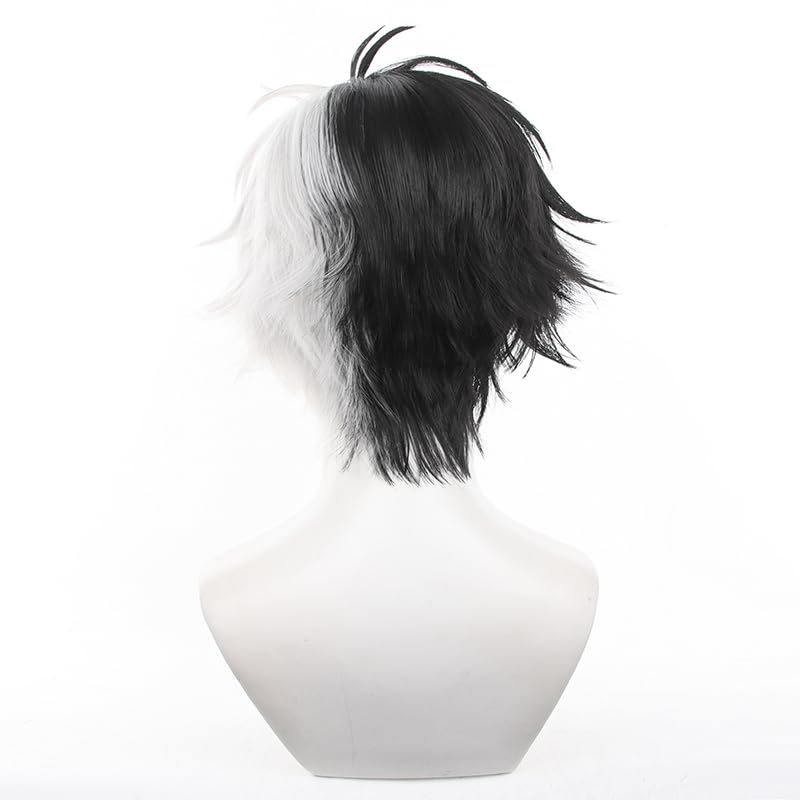 Short Straight White Black Cosplay Wigs Halloween Costume Party Wig for Men - Image 5