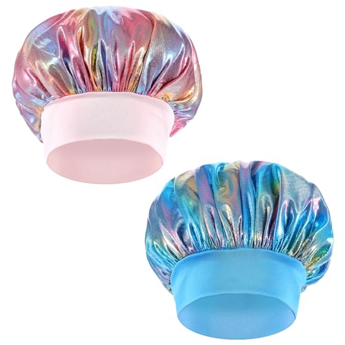 Kids Bonnet, 2PCS Kids Sleeping Caps Hair Cover Colorful Night Hats Adjustable Sleep Caps for Girls Toddler Natural Curly