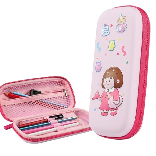 Image of LONGMIRE Plastic Pencil Box with Code Lock Pen Case Large Capacity Multi-Layer Multi-Function Storage Bag Secret Compartment Pencil Box for Kids- Multi-Color (Doll Pouch)