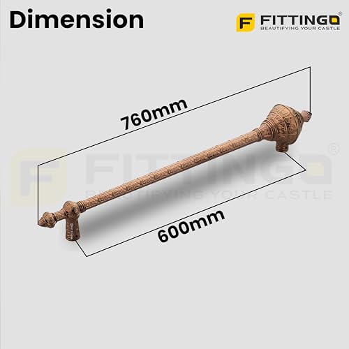 Image of Royal Gada Door Handle for Main Door /29 Inch Traditional Main Door Handle /Pull Push Handle for Home /Office /Hotels Doors - (Hole to Hole 600mm, Pack of 1) - PVD Rose Gold - 3 Years Warranty