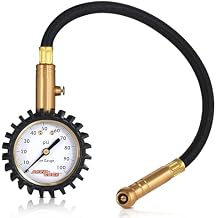 Accu-Gage RH100XA Tire Pressure Gauge with Hose and Protective Rubber Guard, Angled Swivel Chuck, 100 PSI