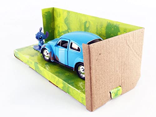 Jada Toys Disney Lilo And Stitch 1:32 Volkswagen Beetle Die-Cast Car W/ 1.65" Stitch Figure, Toys For Kids And Adults #TOP2