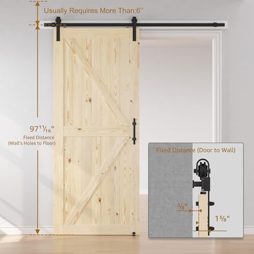 Image of SMARTSTANDARD 36in x 96in Sliding Barn Door with 6.6ft Hardware Included