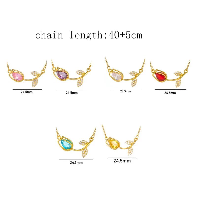 Collier de tulipe anti-ternissement ras du cou zircon coloré