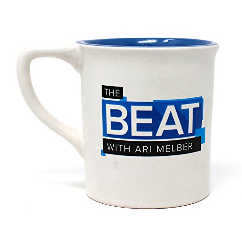The Beat with Ari Melber Logo Ceramic Mug, White with Blue Interior 14 oz - Official Mug As Seen On MSNBC