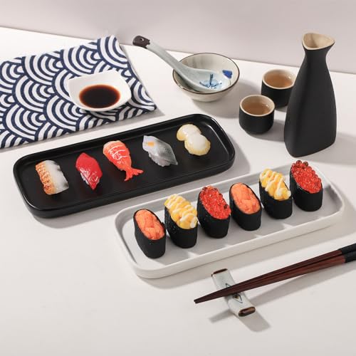 VanEnjoy Set of 2 Ceramic Tray for Kitchen Counter, Black Vanity Tray for Bathroom Counter, Long Narrow Tray for Soap Bottles by VanEnjoy - Image 6