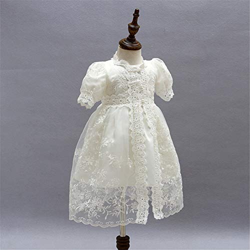 Coozy Baby Girl Christening Baptism Gowns Toddler Princess Wedding Special Occasion Dress 3Pcs Outfits (Ivory, 6M/6-12Months) #TOP3