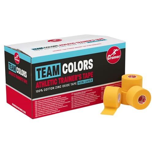 Cramer Team Color Athletic Tape, Black, For Ankle, Wrist, and Injury Taping, Helps Protect and Prevent Injuries, Promotes Faster Healing, Athletic Training First Aid Supplies, 1.5