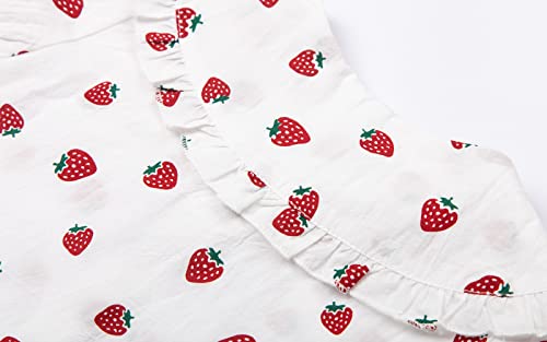 Image of LittleSpring Girls Short Sleeve Peter Pan Blouse with Elastic Cuffs