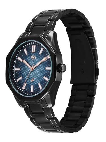Image of Fastrack Vyb Quest with Quartz Analog Blue Dial Black Zinc Alloy Strap Watch for Men - FV30042NM01W
