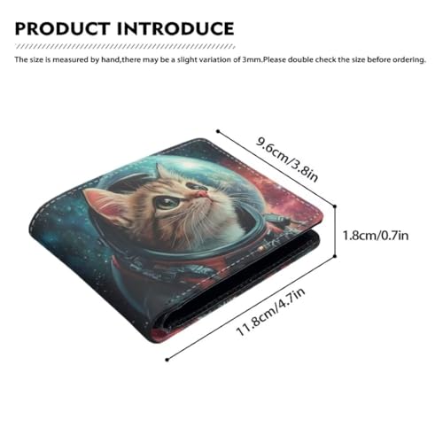 Image of Coldinair Astronaut Cat Boys Wallet for Kids and Teenager,Stellar Small RFID Bifold Wallets Bi-fold PU Leather Wallet Credit Id Card Cash Holder for Teen Boys