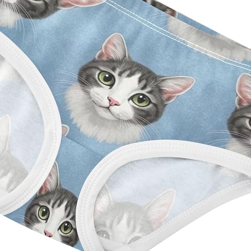 Cotton Girls Underwear Toddler Cute Kitty White Grey Cats Girl Panties Cute Fun Print Briefs Undies Kids 2t4