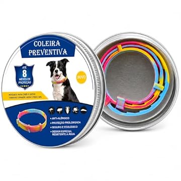 Coleira Anti Pulga Leishmaniose Carrapato Mosquito Cão Gato 62cm (Colorida, 62cm)