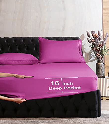 Image of Mocassi Twin XL Sheet Set - Luxury Hotel 1800 Premier Bedding Sheets & Pillowcases - Ultra Soft Breathable & Cooling Bed Sheets - Deep Pocket - Wrinkle Resistant - 4 Piece Set - Twin XL, Pink