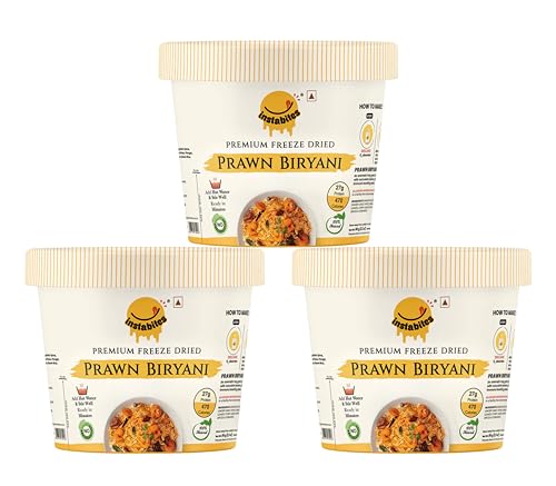 Image of Instabites Ready to Eat Prawn Biryani Cup 65g, No Added Preservatives and Ready to Eat in Minutes - Pack of 3