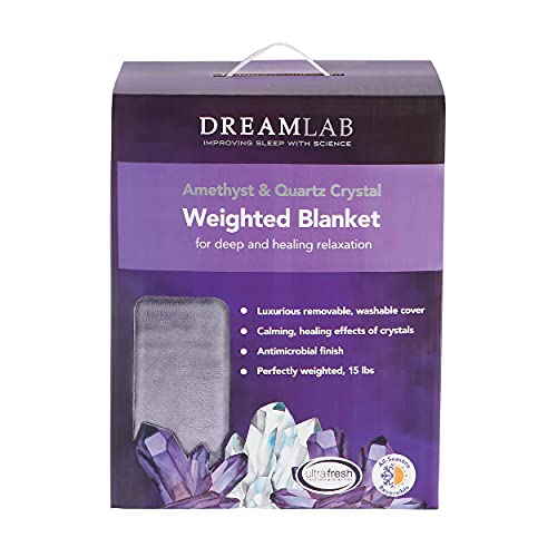 Dream Lab Amethyst And Quartz Crystal Cooling Reversible Weighted Blanket With Removable Cover, 15 Pounds, Lavender #TOP6