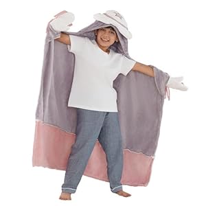 Plush Hooded Character Throw,VelvetLoft® Premium Snuggly and Cute Wearable Blanket Throw,Gifts for Kids(Western Cutie Romantic Lilac Cuddly,36 x 50 Inhces)