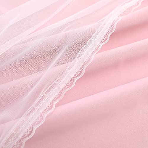 Image of Short Pink Curtains 63 Inch Long- Blackout Curtains with Voile Sheer Drapes Thermal Pink Window Treatments with Tie-Backs for Kids /Girls Bedroom Nursery Living Room, Elegant, 2 Panels