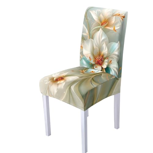 Hixingo Fundas Sillas de Comedor 1 2 4 6 Pack Estampado Flor Tropical,Elásticas Fundas para Sillas,Lavables Funda Sillas Comedor,Fundas Sillas Ajustables (2 Pack,Magnolia)