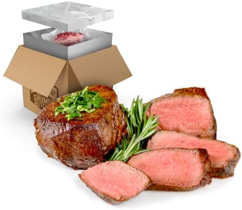 Grumpy Butcher Filet Mignon Steaks (8 oz each, 6 Pack) | Boneless Prime Filet Mignon Steak | Steak House Quality, Professional Cut Fresh Meat | Tenderloin Filet Mignon Beef Steak