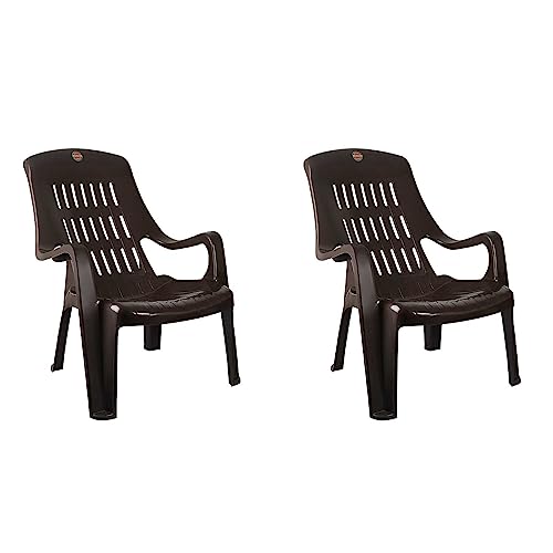 Image of Cello Plastic Comfort Sit Set of (2 Chairs) (Brown) | Strong and Durable | Easy to Clean | Chair for Living Room, Bed Room, Kitchen, Office Room, Outdoor | 3 Years Warranty