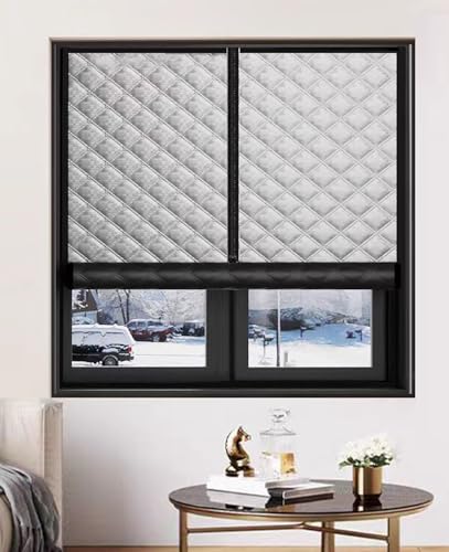 AUCRISE Thermal Insulated Window Curtain for Winter, 70 x 58 inch, 99% Blackout Curtain, Soundproof Curtains, Oxford Cloth and Cotton Fiber Filled, Black Out Shades for Living Room Bedroom