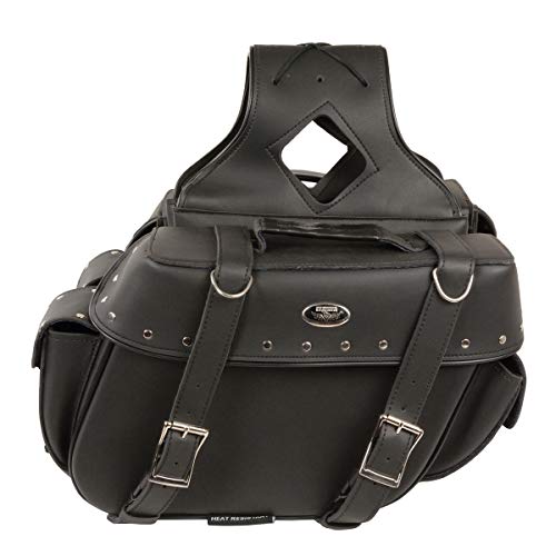 Image of Milwaukee Leather Studded Throw-Over Motorcycle Saddlebags - Synthetic Leather - Universal Fit - Zip-Off - Medium