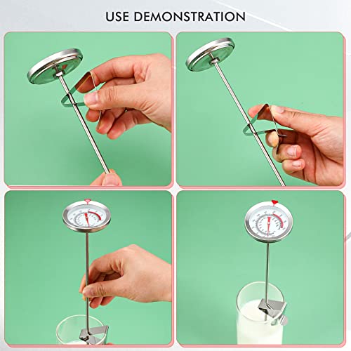 4 Pcs Deep Fry Thermometer With Pot Clip 12'' Long Stem Oil Thermometer Candy Thermometer Stainless Steel Thermometer Oil Temperature Gauge For Frying, Cooking, Turkey, Food, Milk, Grill #TOP3