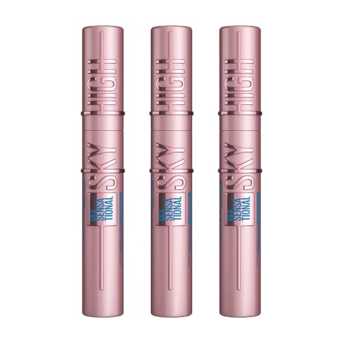 3 x Maybelline Lash Sensational Sky High Waterproof máscara de pestañas. Pestañas con altura: Longitud sin límites + Volumen redefinido