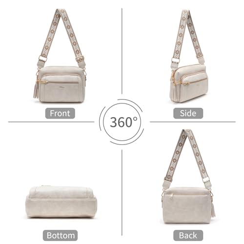 Image of Small Leather Crossbody Bags for Women Anti theft Purses and Handbag Shoulder Hangbag with Wide Strap Tassel