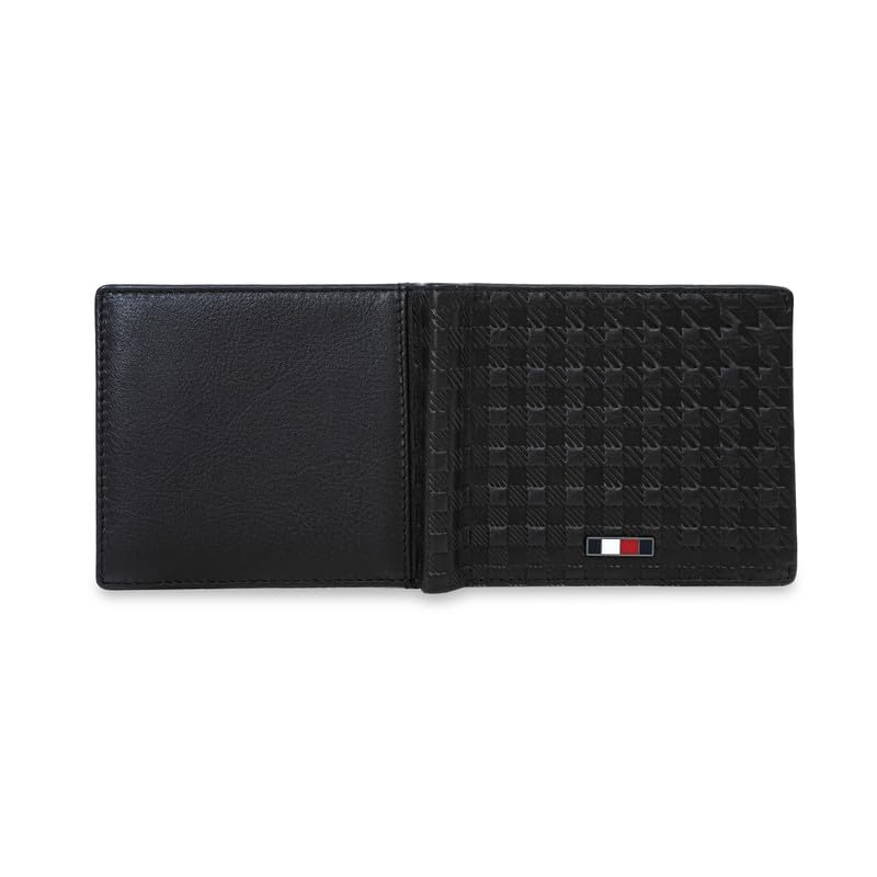 Image of Tommy Hilfiger Men's Leather Global Coin Wallet Palena| Brown Bifold with Debossed Pattern & Coin Pocket | Stylish & Functional | Ideal for Gifting