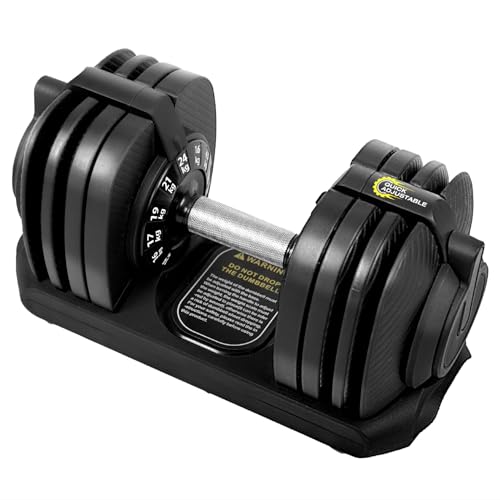 BodyTech 53LBS/24KG Quick Adjustable Dumbbell | 1-Second Weight Adjustment & Safety Lock | Anti-Slip Metal Handle | Space Saver for Home Gym (Single Dumbbell)
