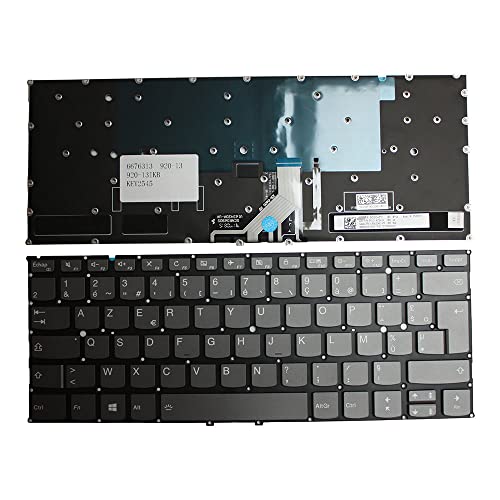 Clavier gris pour Lenovo Yoga 920-13IKB idéal pour travailler dans le train ou en espace de coworking