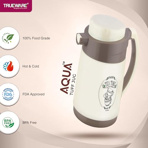 Image of Trueware Aqua Jug Insulated Flask -1500 Ml | Insulated Tea Pot Kettle Inner Steel Outer Plastic | Hot & Cold | Food Grade Plastic | Lightweight BPA-Free | Wide Mouth Design | Ideal for Office, Travel