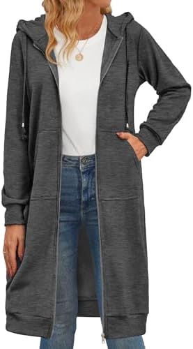 Zeagoo Women's Zip Up Hoodies Oversized Fleece Long Tunic Sweatsh...