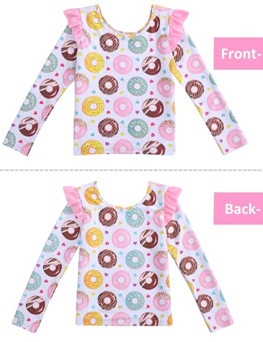 Image of Girls Rash Guard Swimsuit Set Long Sleeve 2 Pieces Bathing Suit Swimming Skirt with Shorts 4-13Y