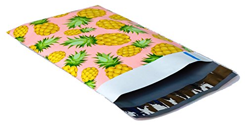 Poly Mailers Pineapple Designer Poly Mailers Custom Bags Pink & Yellow Shipping Envelopes Plastic Bags #SmileMail 6x9