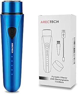 ARECTECH Mini Portable Shaver Pocket Razors Electric Razor for Men USB Rechargeable LED Battery Display Best for Travel Shaves Touch Up Shaves Cordless Blue