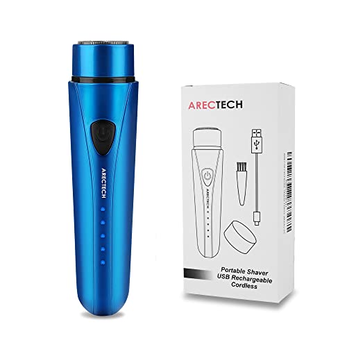 ARECTECH-Mini-Portable-Shaver-Pocket-Razors-Electric-Razor-for-Men-USB-Rechargeable-LED-Battery-Display-Best-for-Travel-Shaves-Touch-Up-Shaves-Cordless-Blue