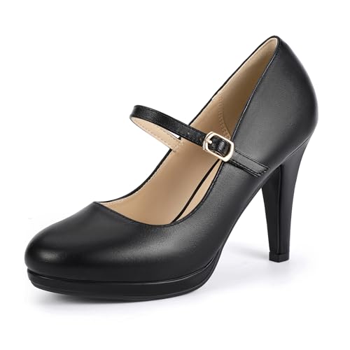 IDIFU IN4 Mary Jane Shoes Platform Closed Toe Heels High Stiletto Round Toe Women's Pumps Comfortable Dress Shoes for Women Wedding Prom Office Bridal Formal Bridesmaid Trendy Pumps Shoes
