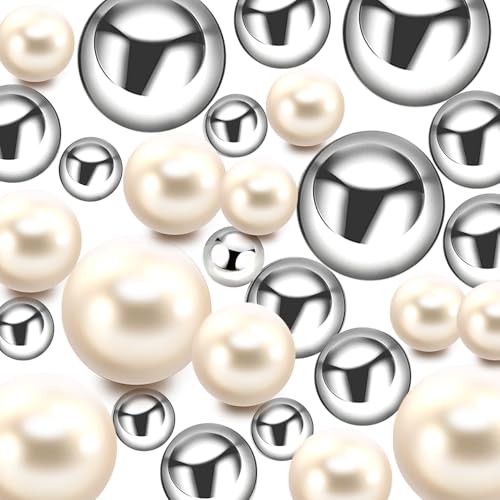 200PCS White Silver Floating Beads Pearl for Vase Filler No Hole