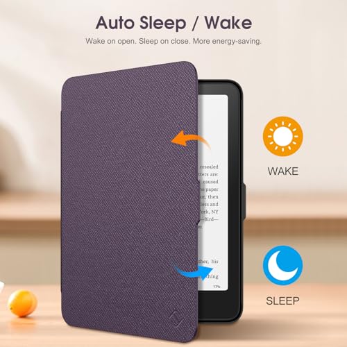 Image of Fintie Case for 7 inch All-New Kindle Paperwhite (12th Generation, 2024) and Kindle Colorsoft Signature Edition - Slim Lightweight Shell PU Leather Protective Cover with Auto Sleep /Wake, Purple