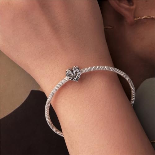 Charm de caballos celtas en plata de ley 925 oxidada compatible con Pandora 2
