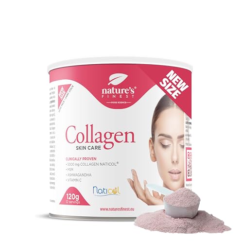 Nature's Finest Colageno Marino Skincare en Polvo + Ashwagandha, MSM y Vitamina C - Colágeno Marino Hidrolizado Naticol con Sabor a Fresa - Suplemento para la Piel, Cabello y Uñas