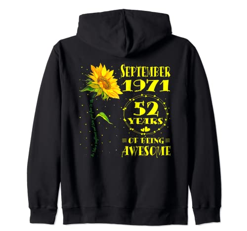 52 años de edad, amantes de los girasoles, septiembre de 1971, cumpleaños 52 Sudadera con Capucha