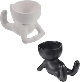 HEMOTON Vaso humano, 2 peças, plantador, cabeça, plantador, estátuas, plantadores, vasos, vasos de suculentas, cacto, flores para decoração de mesa para casa, escritório, varanda