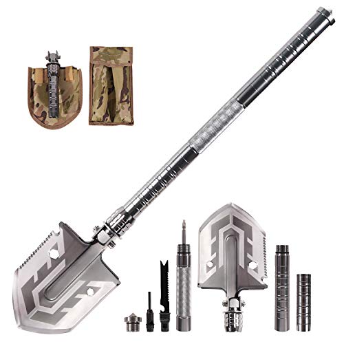 REDCAMP Folding Tactical Shovel for Camping,23 in 1 Ultimate Survival Shovel Multitool