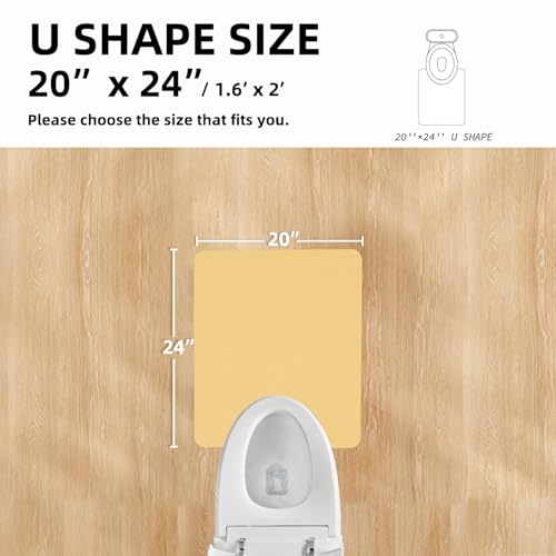 Toilet Rug, Thin Toilet Rugs U Shaped Washable Non Slip Absorbent Quick Dry Low Pile Toilet Mat, 20"x24" U Shape Light Yellow