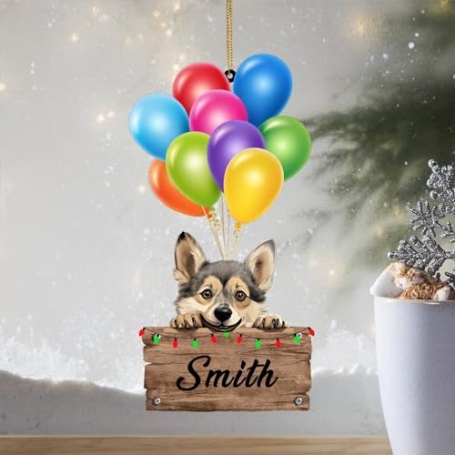 LMMIXEE Farbiger Luftballon aus transparentem Acryl, Weihnachtsschmuck 2024, schwedischer Vallhund Hunderassen, Ornament für Weihnachtsbaumdekoration, Souvenir, hängende Ornamente, Andenken,
