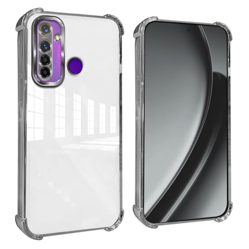 GOGME Funda para Realme 5 / Realme 5S / Realme 5i / Realme C3 Esquinas Reforzadas con Protector Cámara Carcasa/TPU Anti - Arañazos Antigolpes Suave Clara Design - Plata
